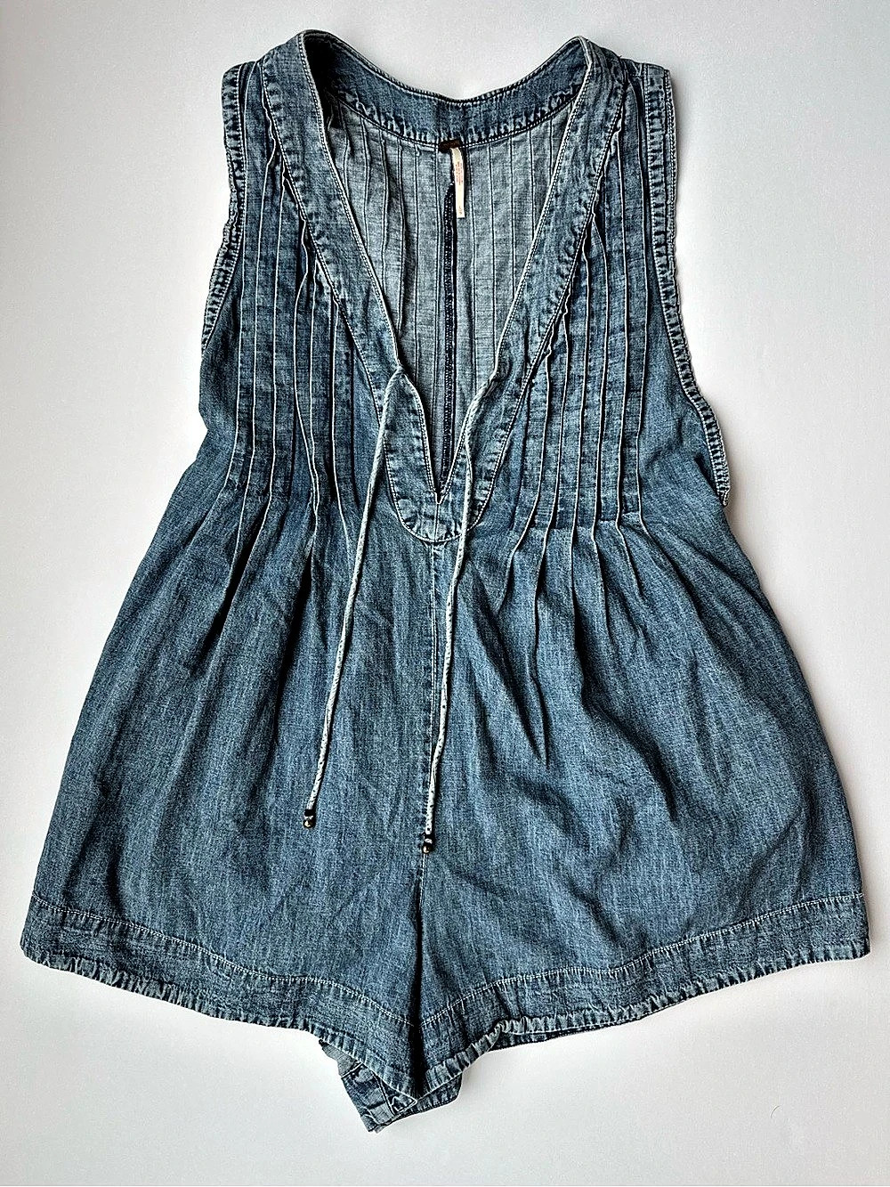 Free People Denim Romper Boho Western Coastal Cowgirl Festival